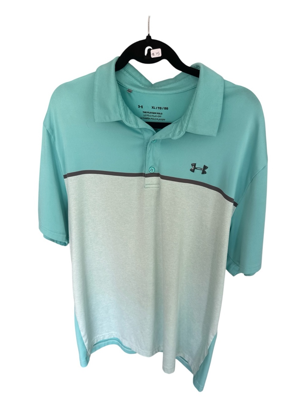 Under Armour Aqua and Light Gray Colorblock Polo
